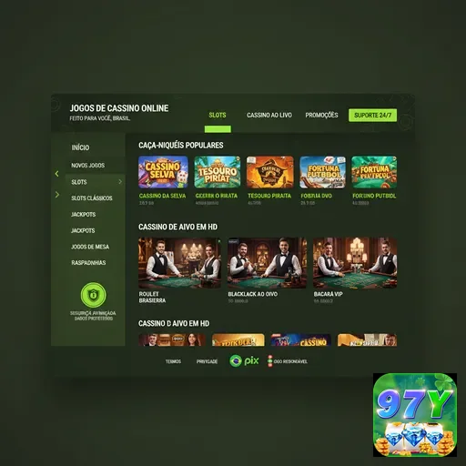 Ilustração de Aproveite as melhores slots no 97y com pagamentos rápidos